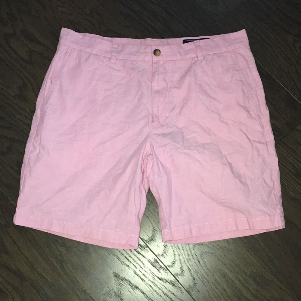 Light Pink vineyard vines cotton flat front dock model golf sailing shorts 35
